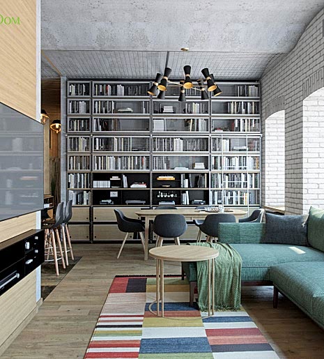 Дизайн четырехкомнатной квартиры 148 кв. м в стиле лофт. Фото проекта