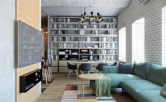 Дизайн четырехкомнатной квартиры 148 кв. м в стиле лофт. Фото проекта