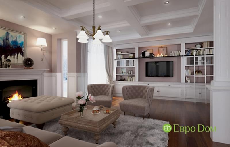 Дизайн интерьера коттеджа 393 кв. м в английском стиле. Фото 03