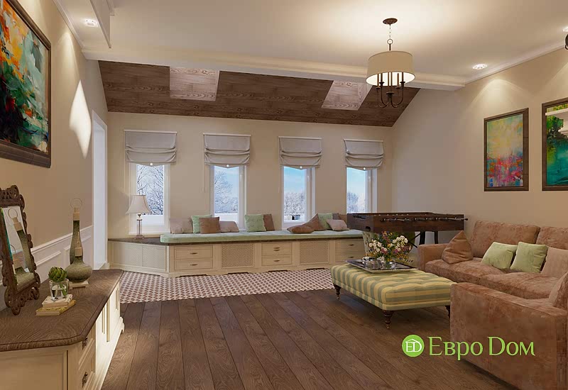 Дизайн интерьера коттеджа 393 кв. м в английском стиле. Фото 06