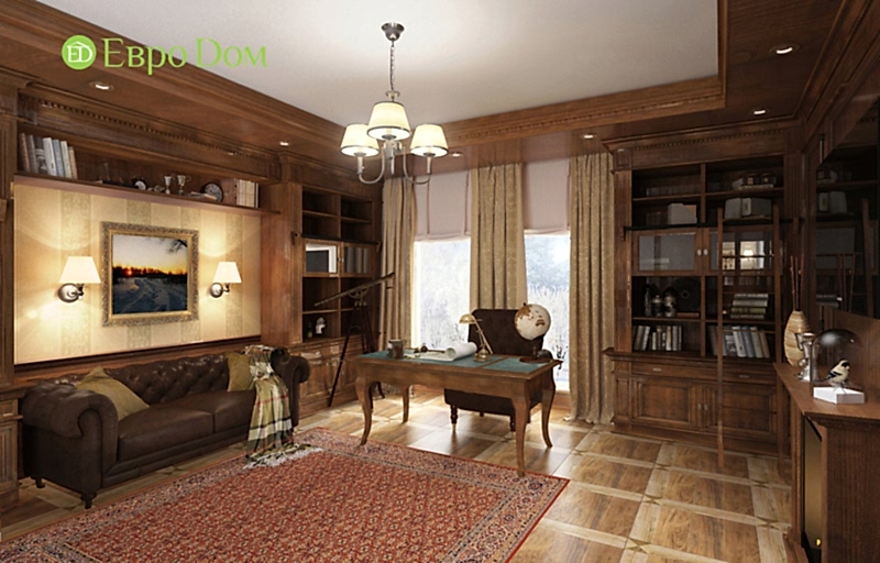 Дизайн интерьера коттеджа 393 кв. м в английском стиле. Фото 09