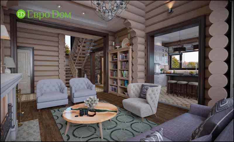 Дизайн интерьера коттеджа (208 м) в стиле фьюжн. Фото 09