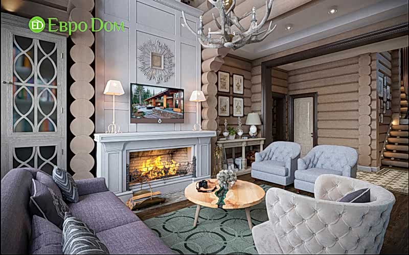 Дизайн интерьера коттеджа (208 м) в стиле фьюжн. Фото 010