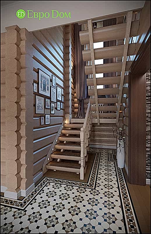 Дизайн интерьера коттеджа (208 м) в стиле фьюжн. Фото 026