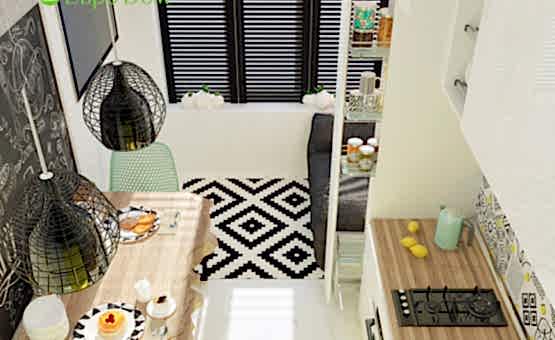 Дизайн интерьера 1-комнатной квартиры 36 кв.м. по адресу г. Алматы, Варшавское шоссе, д. 50. Фото 1