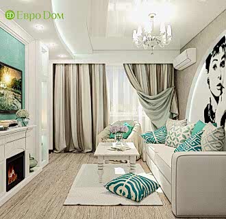 Дизайн трехкомнатной квартиры 76 кв. м в стиле тиффани. Фото проекта