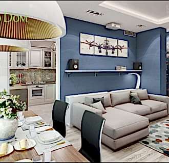 Дизайн трехкомнатной квартиры 116 кв. м в стиле контемпорари. Фото проекта