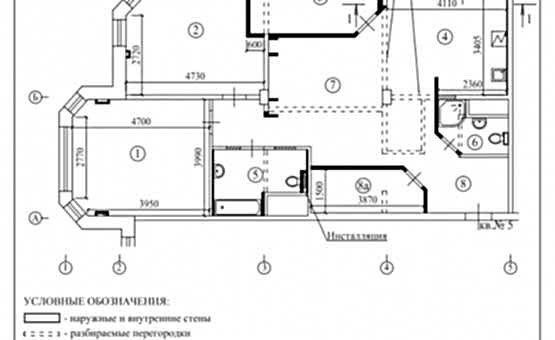 Перепланировка 3-комнатной квартиры 114 кв.м. по адресу г. Алматы, ул. Генерала Белобородова, д. 9. Фото 2