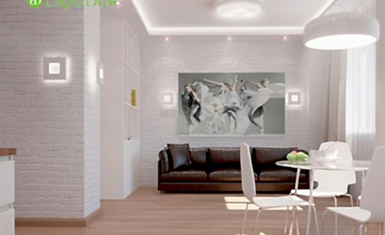 Дизайн интерьера квартиры-студии 47 кв.м. по адресу г. Алматы, бульвар Маршала Рокоссовского вл.5-8 ЖК «Богородское». Фото 1