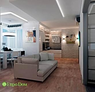 Дизайн двухкомнатной квартиры 52 кв. м в стиле лофт. Фото проекта