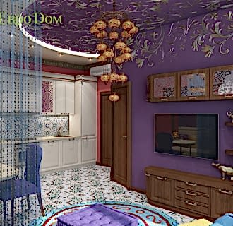 Дизайн двухкомнатной квартиры 65 кв. м в индийском стиле. Фото проекта