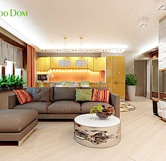 Дизайн двухкомнатной квартиры 65 кв. м в современном стиле. Фото проекта