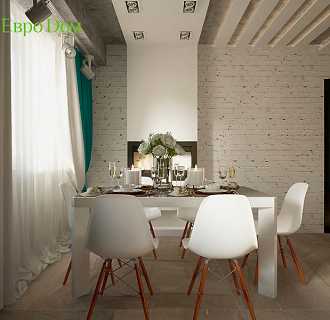 Дизайн двухкомнатной квартиры 61 кв. м в стиле лофт. Фото проекта