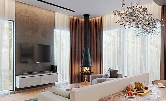 Дизайн интерьера трехкомнатной квартиры 130 кв. м в стиле эко-минимализм. Фото проекта