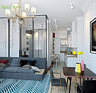 Дизайн трехкомнатной квартиры 65 кв. м в скандинавском стиле. Фото проекта