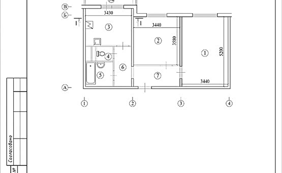 Перепланировка 2-комнатной квартиры 54 кв.м. по адресу г. Алматы, Коломенская ул., д. 12, к. 3. Фото 1