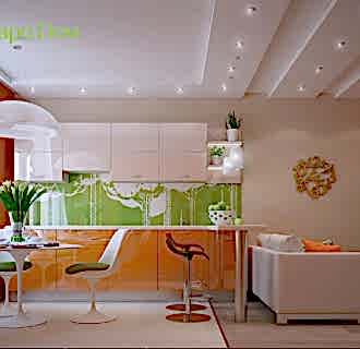 Дизайн двухкомнатной квартиры 87 кв. м в современном стиле. Фото проекта