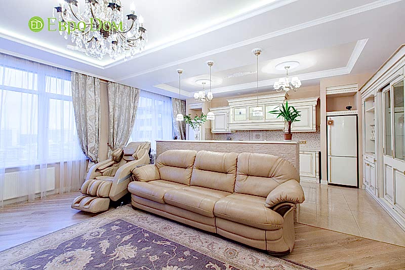 Ремонт трёхкомнатной квартиры. Интерьер в классическом стиле. Фото 019