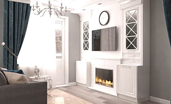 Дизайн интерьера квартиры-студии 44 кв.м. по адресу г. Звенигород, ул. Садовая, д. 6, ЖК «Заречье». Фото 1