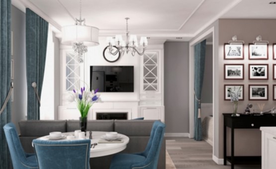 Дизайн интерьера квартиры-студии 44 кв.м. по адресу г. Звенигород, ул. Садовая, д. 6, ЖК «Заречье». Фото 2