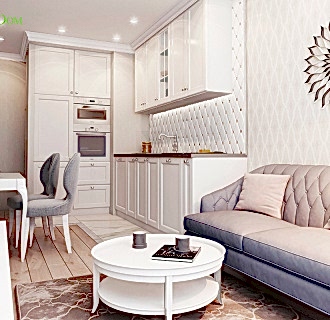 Дизайн трехкомнатной квартиры 62 кв. м в стиле ар-деко. Фото проекта