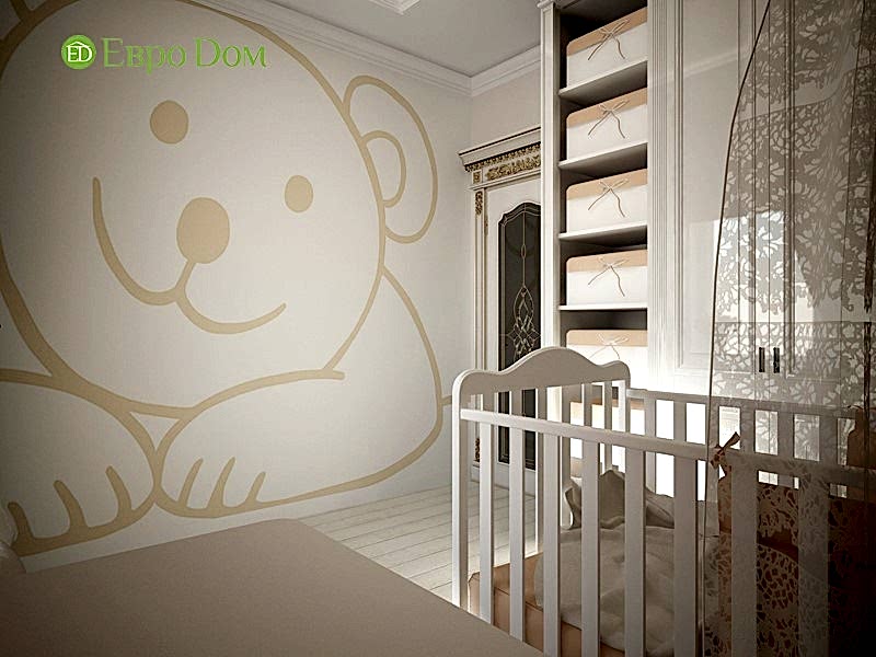 Дизайн-проект панельной трехкомнатной квартиры в стиле неоклассика. Интерьер детской комнаты