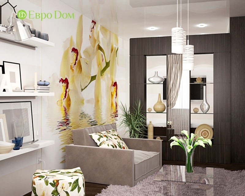 Небольшая спальная зона в однокомнатной квартире 34,7 кв. м