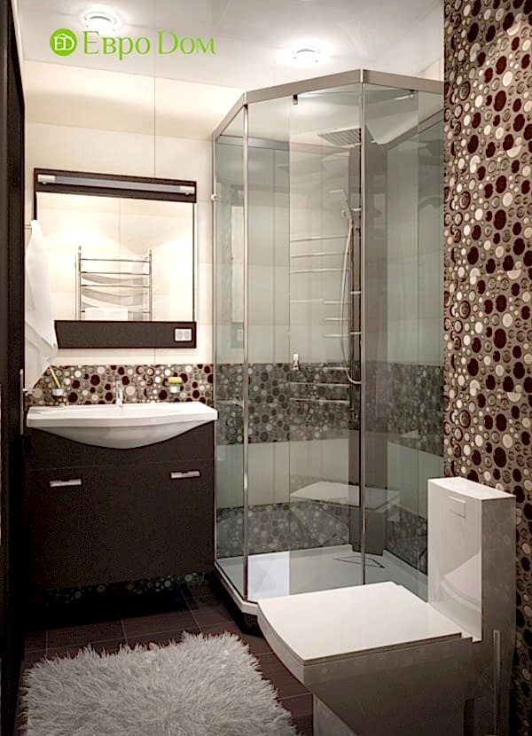 Дизайн маленького санузла с душевой кабиной