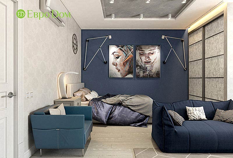 Дизайн-проект двухкомнатной квартиры в стиле современный прованс. Зона отдыха в детской комнате