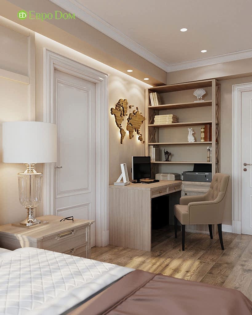 Дизайн-проект квартиры в стиле неоклассика. Рабочее место в интерьере спальни
