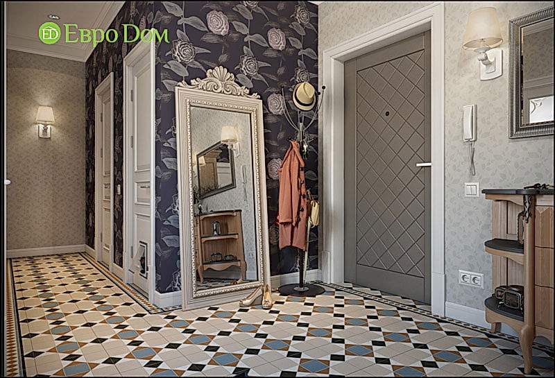 Дизайн-проект двухкомнатной квартиры в стиле современный прованс. Интерьер прихожей