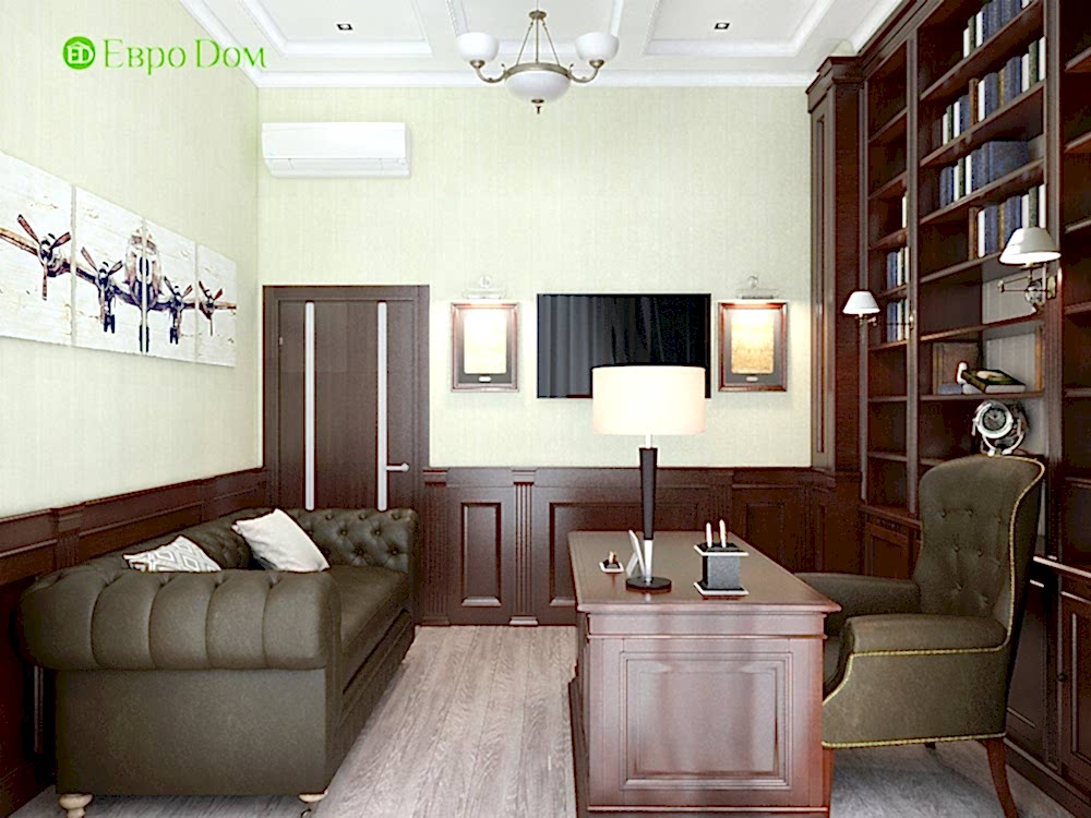 Дизайн коттеджей, фото внутри, красивый ремонт кабинета