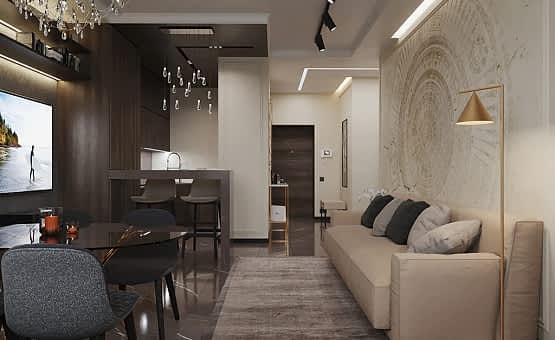 Дизайн интерьера 2-комнатной квартиры 64 кв.м. по адресу г. Алматы, Серпуховский вал, д. 3. Фото 1