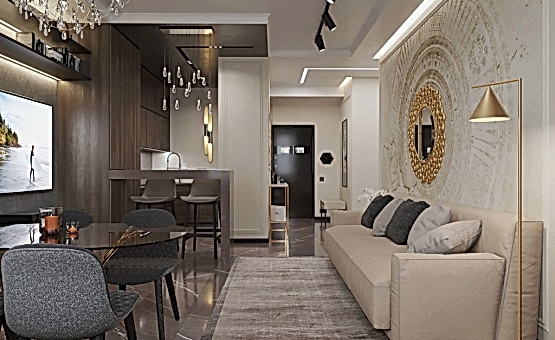 Дизайн интерьера 2-комнатной квартиры 64 кв.м. по адресу г. Алматы, Серпуховский вал, д. 3. Фото 4