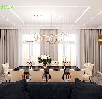 Дизайн четырехкомнатной квартиры 209 кв. м в стиле ар-деко. Фото проекта