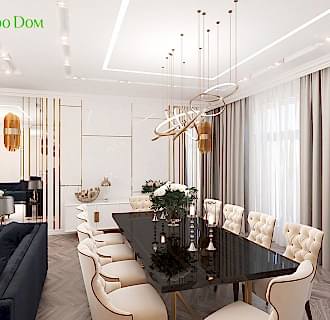 Дизайн четырехкомнатной квартиры 209 кв. м в стиле ар-деко. Фото проекта