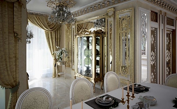 Дизайн интерьера коттеджа 251 кв. м в стиле барокко. Фото проекта