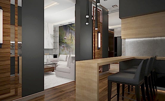 Дизайн интерьера 2-комнатной квартиры 93 кв.м. по адресу г. Алматы, ул. Мельникова, д. 3, корп. 2. Фото 4