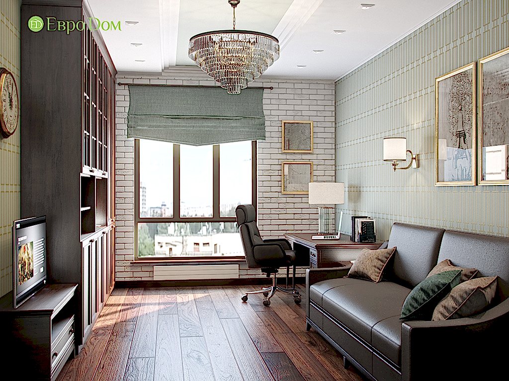 Дизайн трехкомнатной квартиры в английском стиле. Фото 013