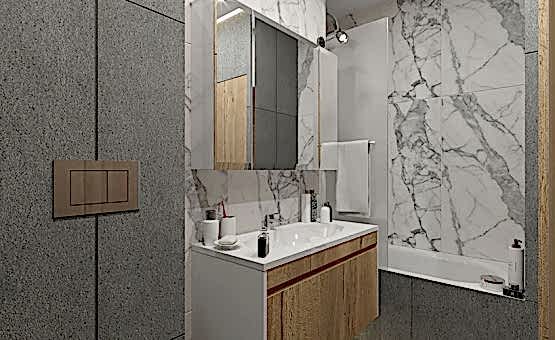 Дизайн интерьера 1-комнатной квартиры 40 кв.м. по адресу г. Алматы, ул. Новодмитровская, д 2, ЖК Савеловский Сити. Фото 2