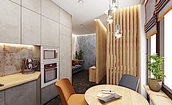 Дизайн однокомнатной квартиры 40 кв. м в современном стиле. Фото проекта