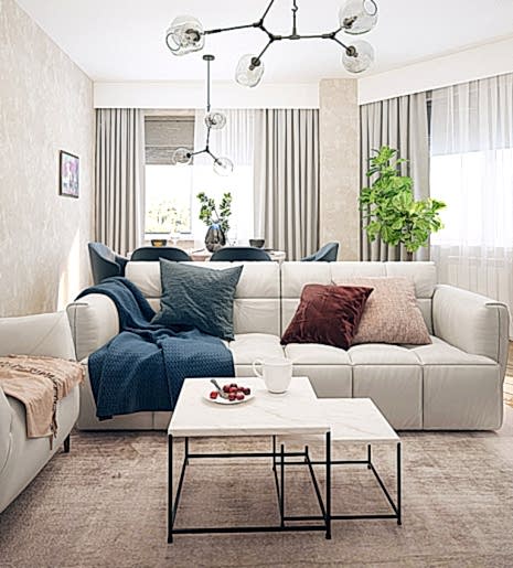 Дизайн двухкомнатной квартиры 70 кв. м в современном стиле. Фото проекта