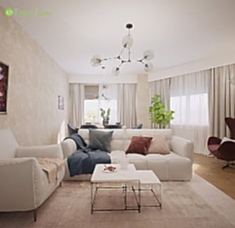 Дизайн двухкомнатной квартиры 70 кв. м в современном стиле. Фото проекта