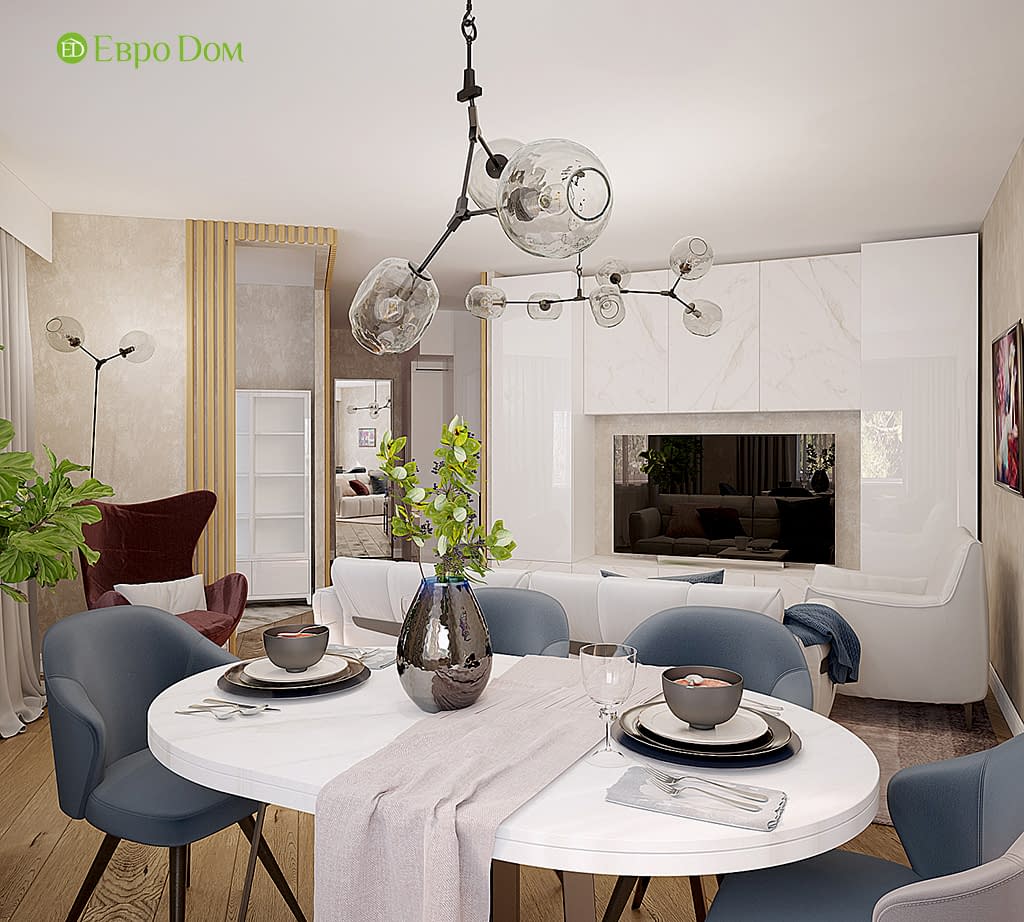 Дизайн двухкомнатной квартиры 70 кв. м в современном стиле. Фото 07