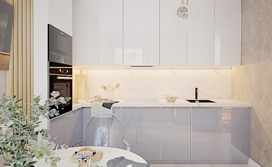 Дизайн интерьера 2-комнатной квартиры 70 кв.м. по адресу г. Алматы, ул. Краснобогатырская, д. 24, ЖК Яуза Парк. Фото 4