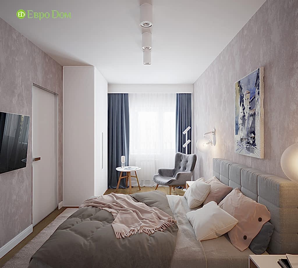 Дизайн двухкомнатной квартиры 70 кв. м в современном стиле. Фото 02