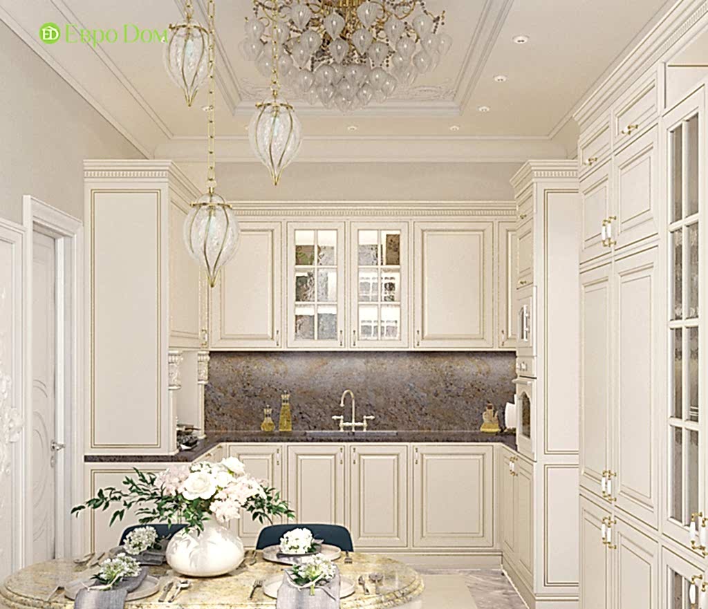 Дизайн трехкомнатной квартиры в классическом стиле. Фото 010