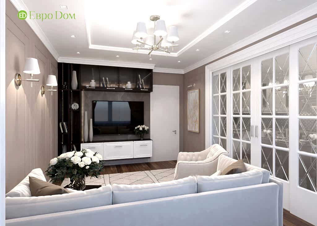 Дизайн четырехкомнатной квартиры 115 м2 в стиле неоклассика. Фото 06