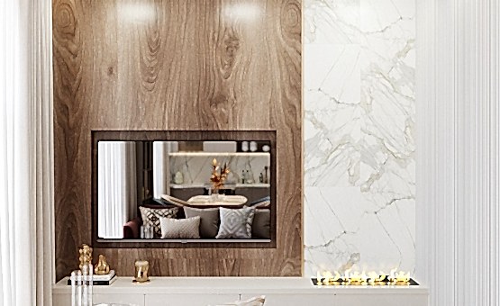 Дизайн интерьера 3-комнатной квартиры 95 кв.м. по адресу г. Алматы, ул. Авиационная, д. 77, к. 2, ЖК Алые Паруса. Фото 3